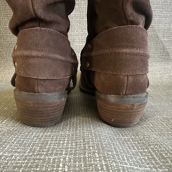 Restricted crunched Brown Suede Cowboy Knee-High Boots size - Picture 11 of 16